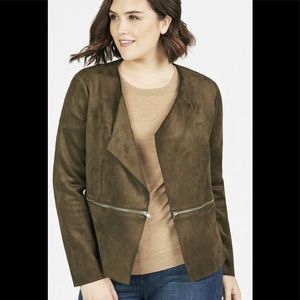 NEW Open Zip Detail Suede Jacket 1X Plus